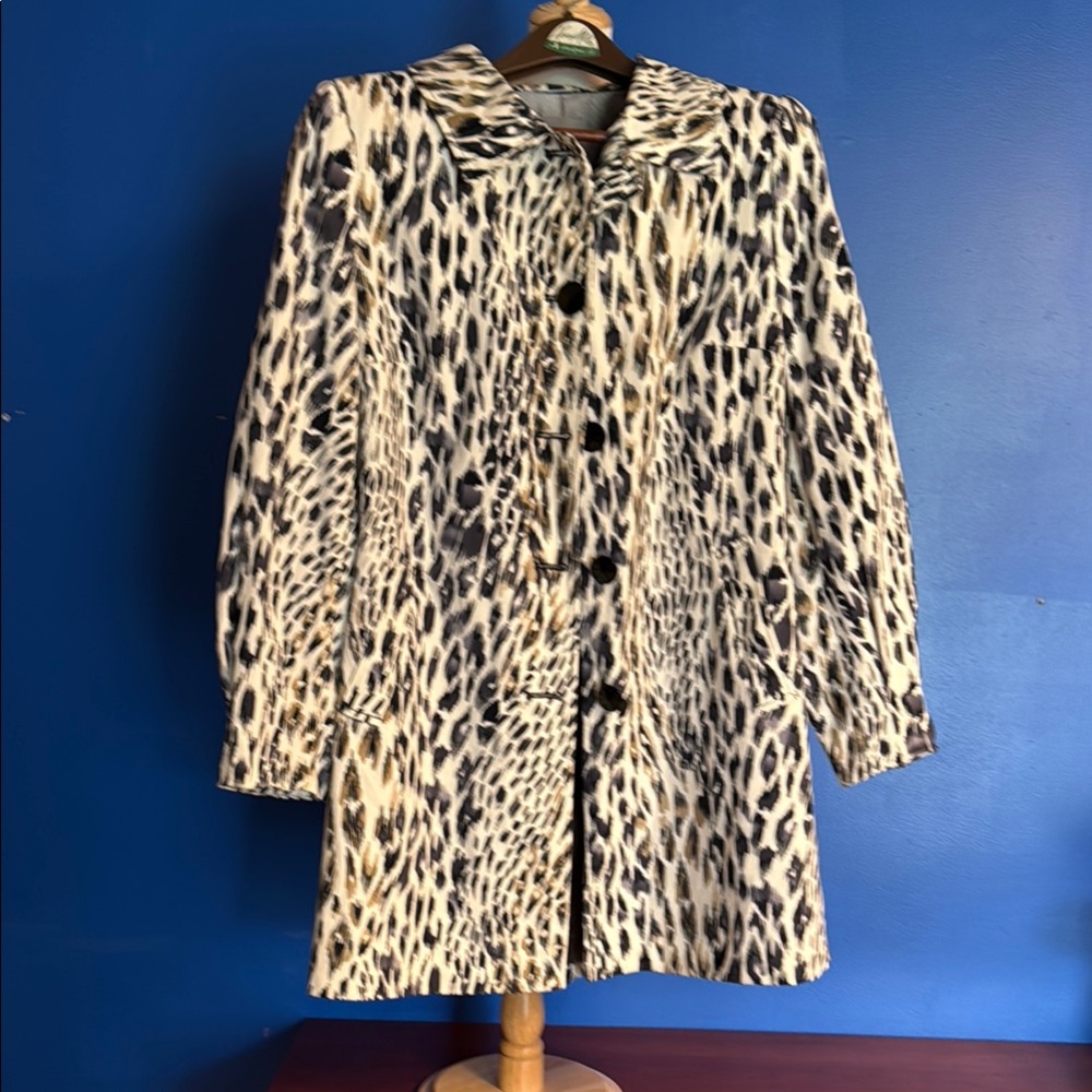 Per Una Black and Cream Teddy Jacket Plush Animal Print